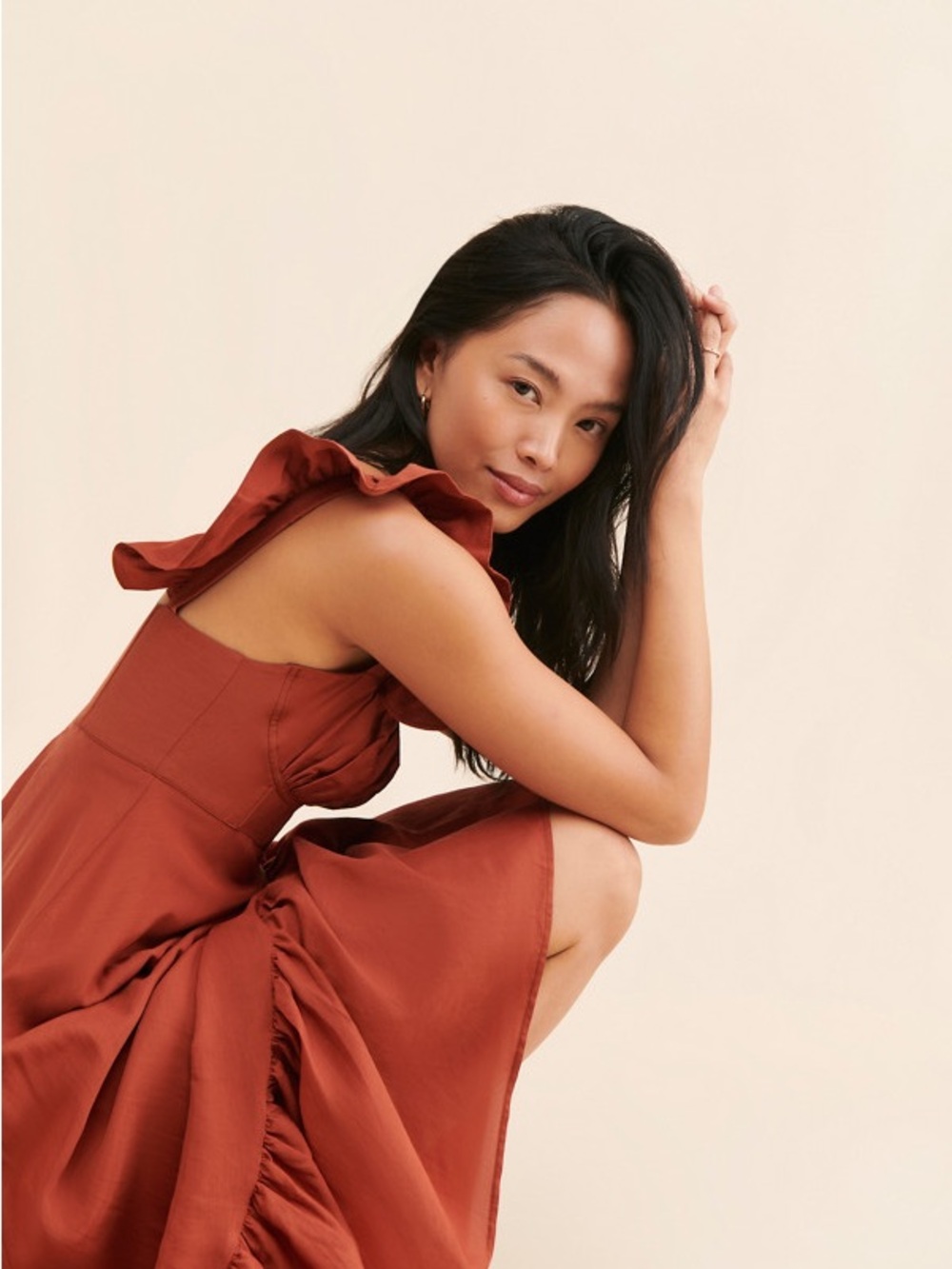 Farm Rio Cinnamon Ruffle
Strap Maxi Dress. - Picture 3 of 5